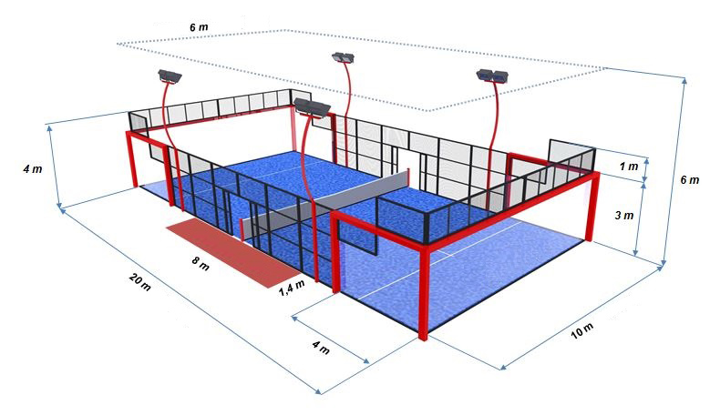 ukuran lapangan padel