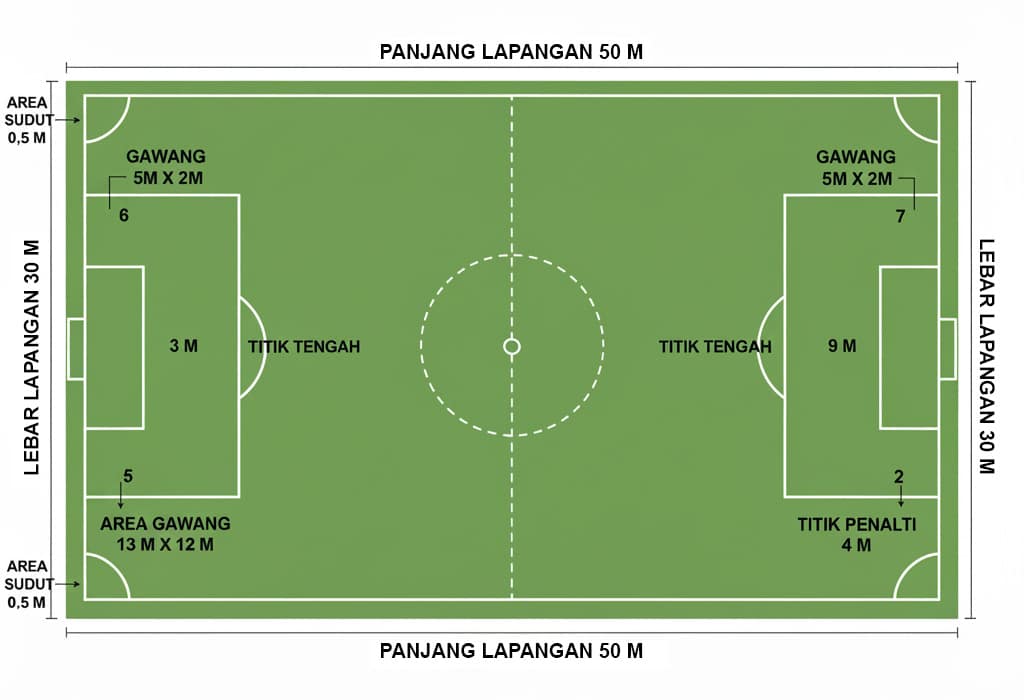 standar ukuran lapangan mini soccer