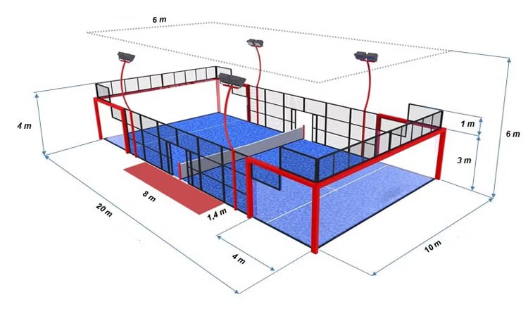 ukuran lapangan padel